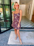A GARDEN TO REMEMBER PEACOCK ATHLETIC DRESS - BROWN