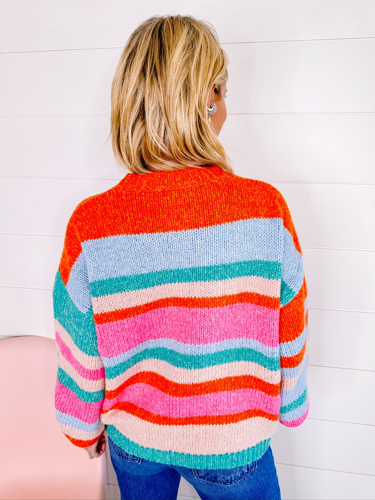 SHE'S AN AUTUMN COLORFUL STRIPE SWEATER