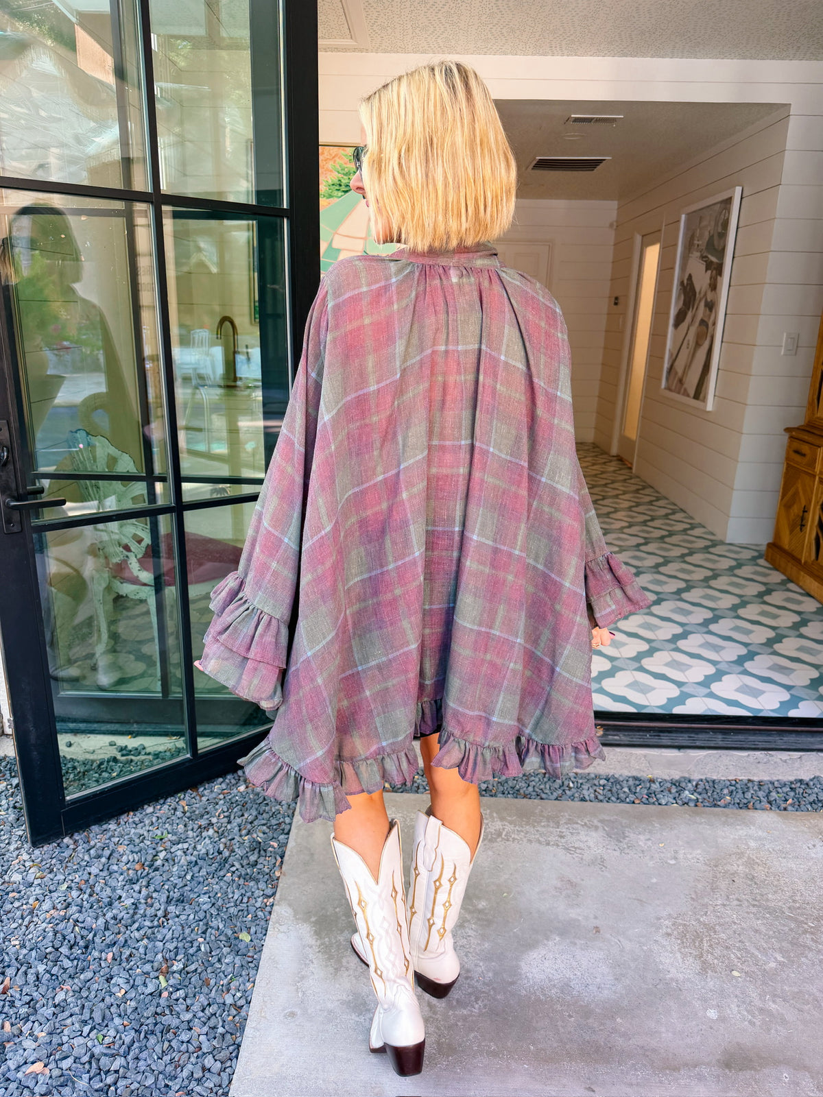 THE MOMENT IS YOURS PLAID LONGSLEEVE TOP - BURGUNDY