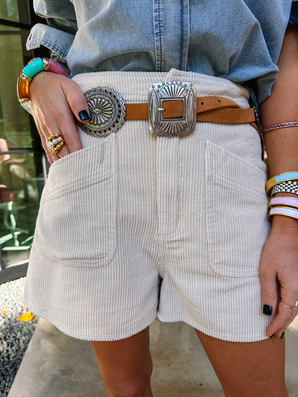 CAROLINE CORDUROY SHORTS - CREAM