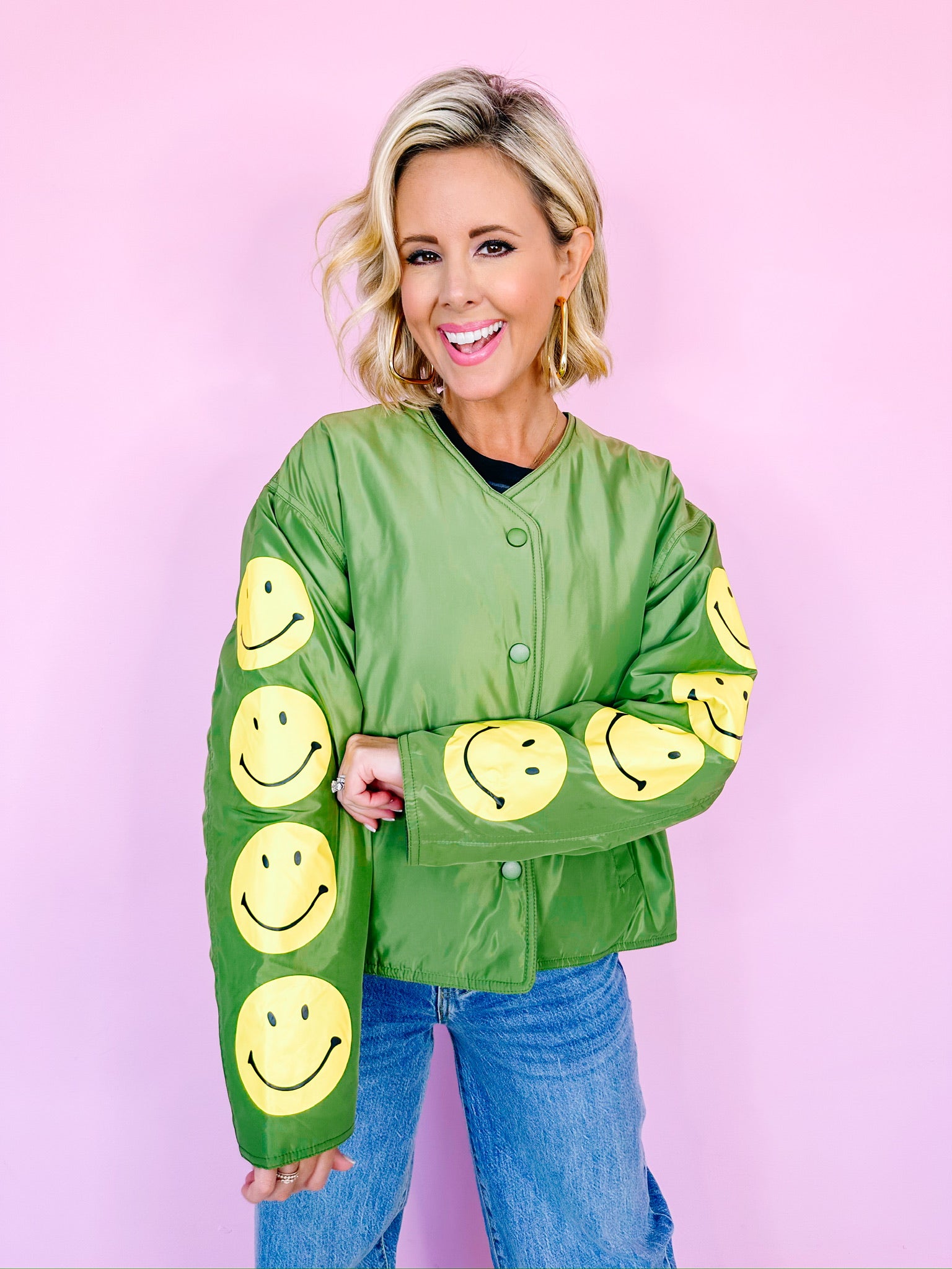 MISS SMILEY SLEEVE JACKET - OLIVE