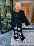 COME AS YOU ARE CROCHET PANT SET - BLACK
