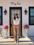 HOLIDAY HUES LACE TRIM STRIPE JEANS