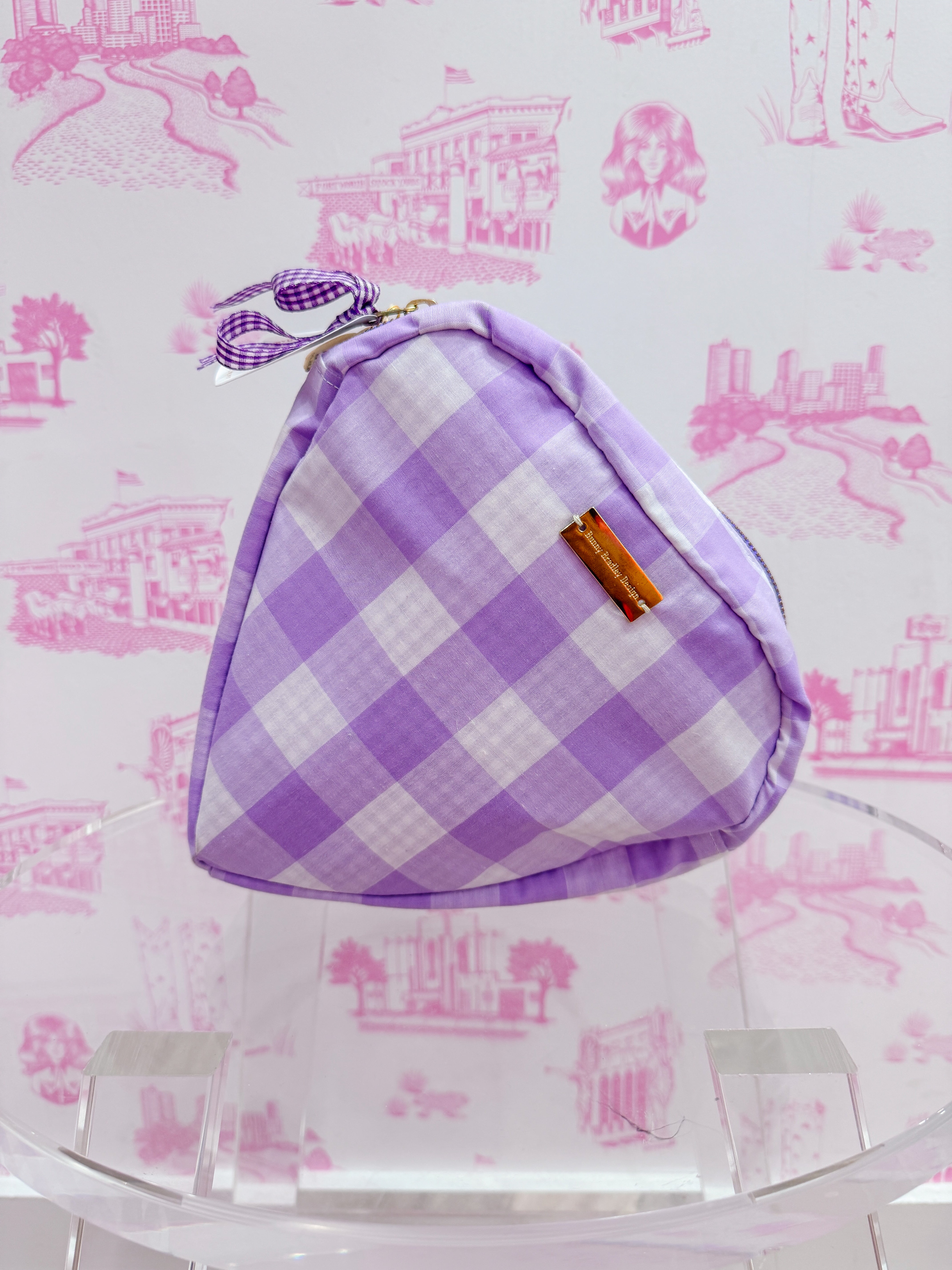 CUPID CAT HEART BAG - LAVENDER GINGHAM