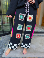 COME AS YOU ARE CROCHET PANT SET - BLACK