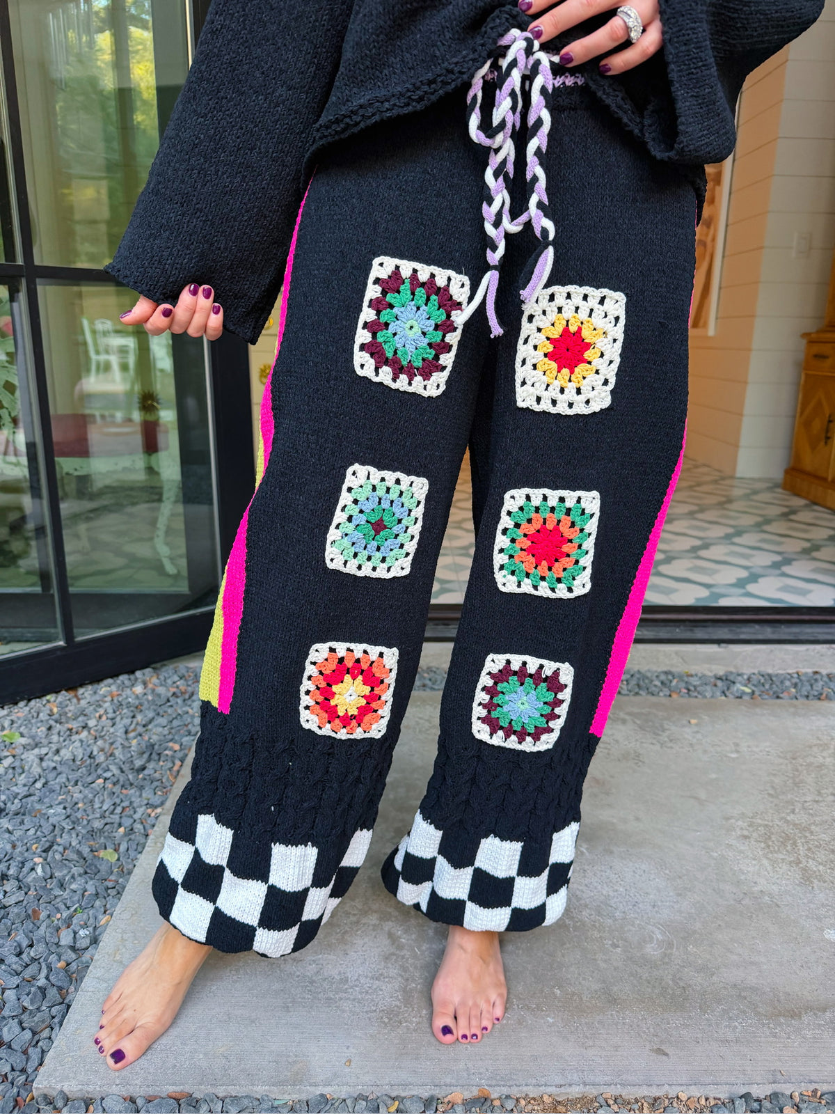 COME AS YOU ARE CROCHET PANT SET - BLACK