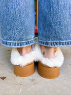 QUINN FLORAL FUR PLATFORM CLOG