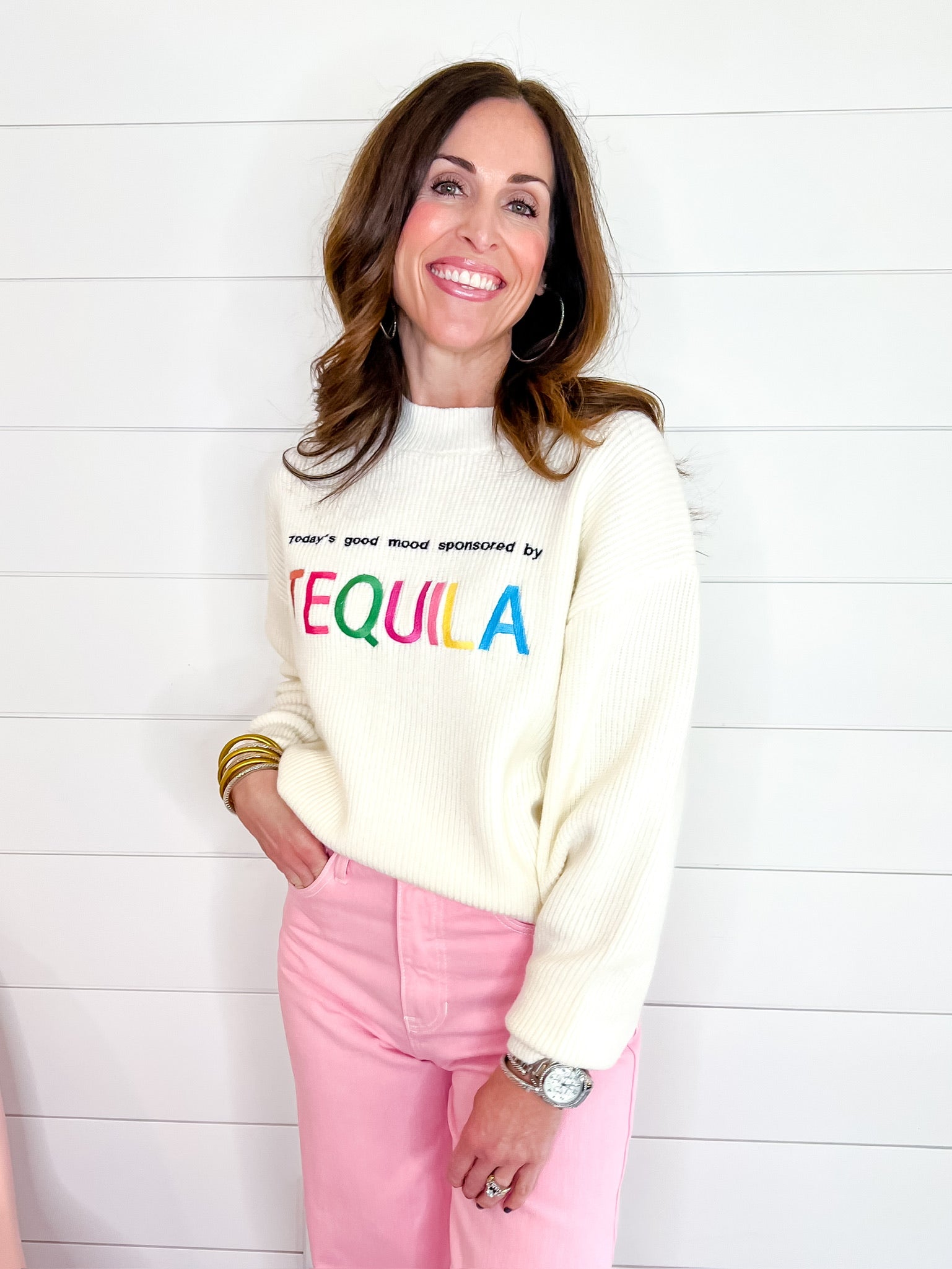 SPONSORED BY TEQUILA SWEATER - WHITE