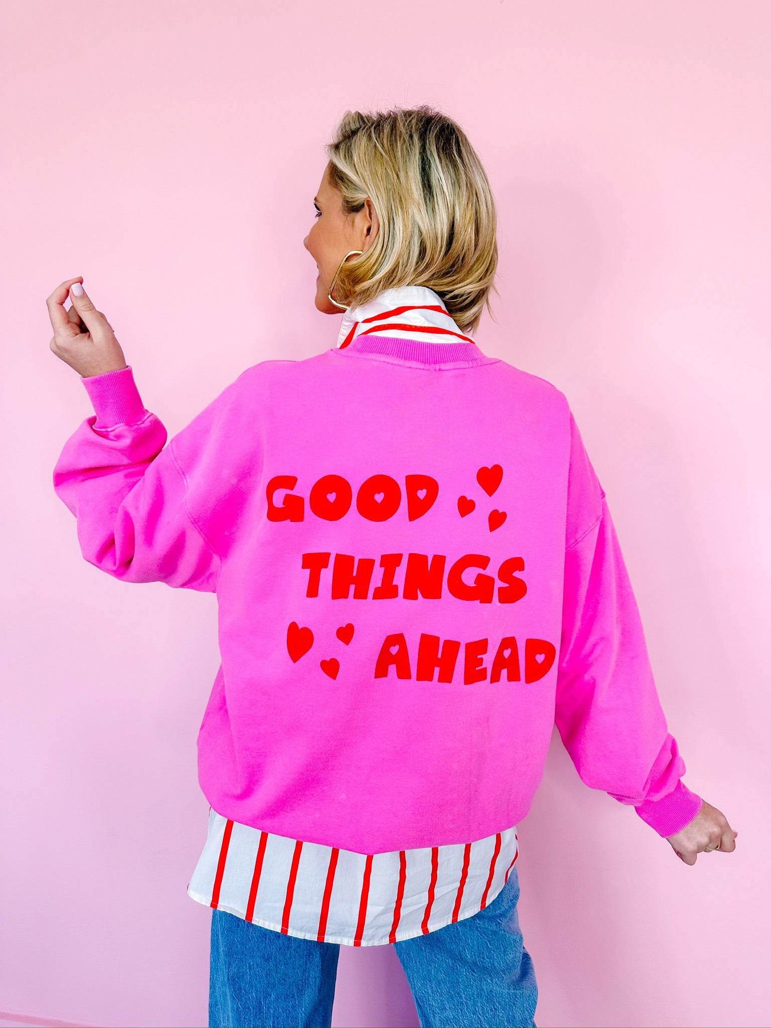 GOOD THINGS AHEAD SWEATSHIRT - PINK