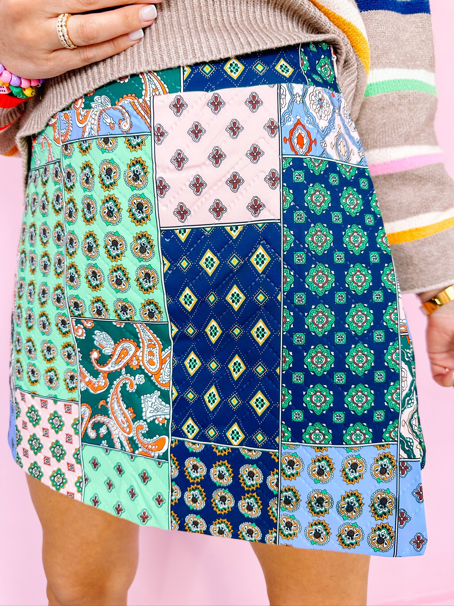 PATCHWORK OF LIFE QUILTED SKIRT