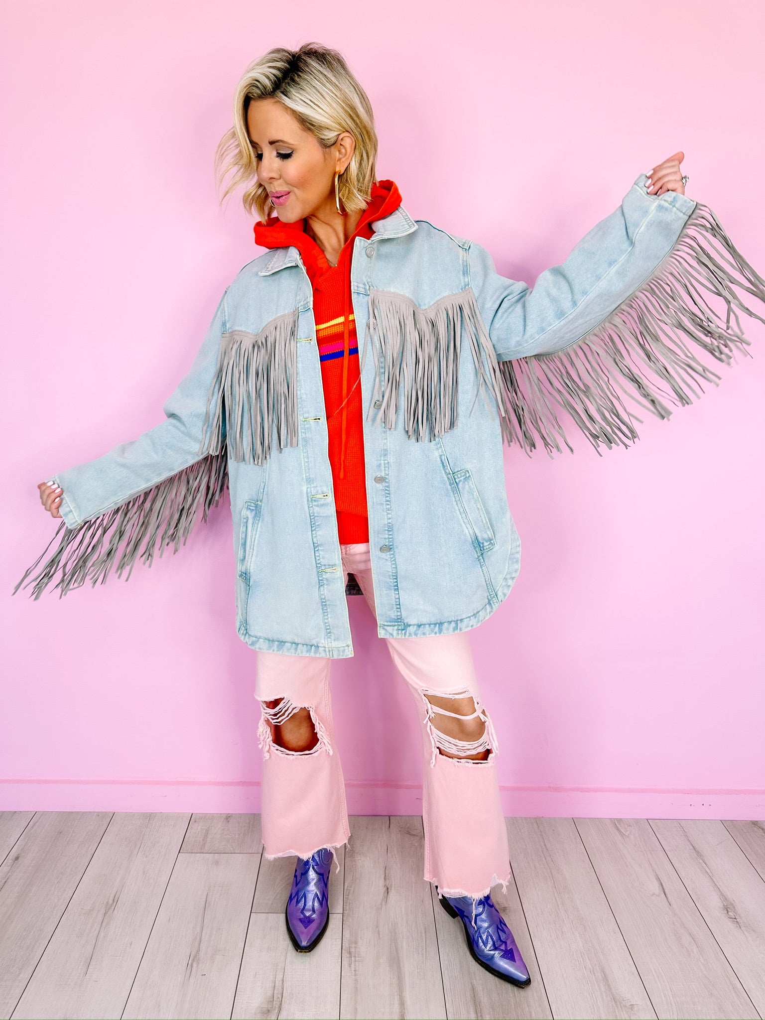 SPUR OF THE MOMENT FRINGE DENIM JACKET