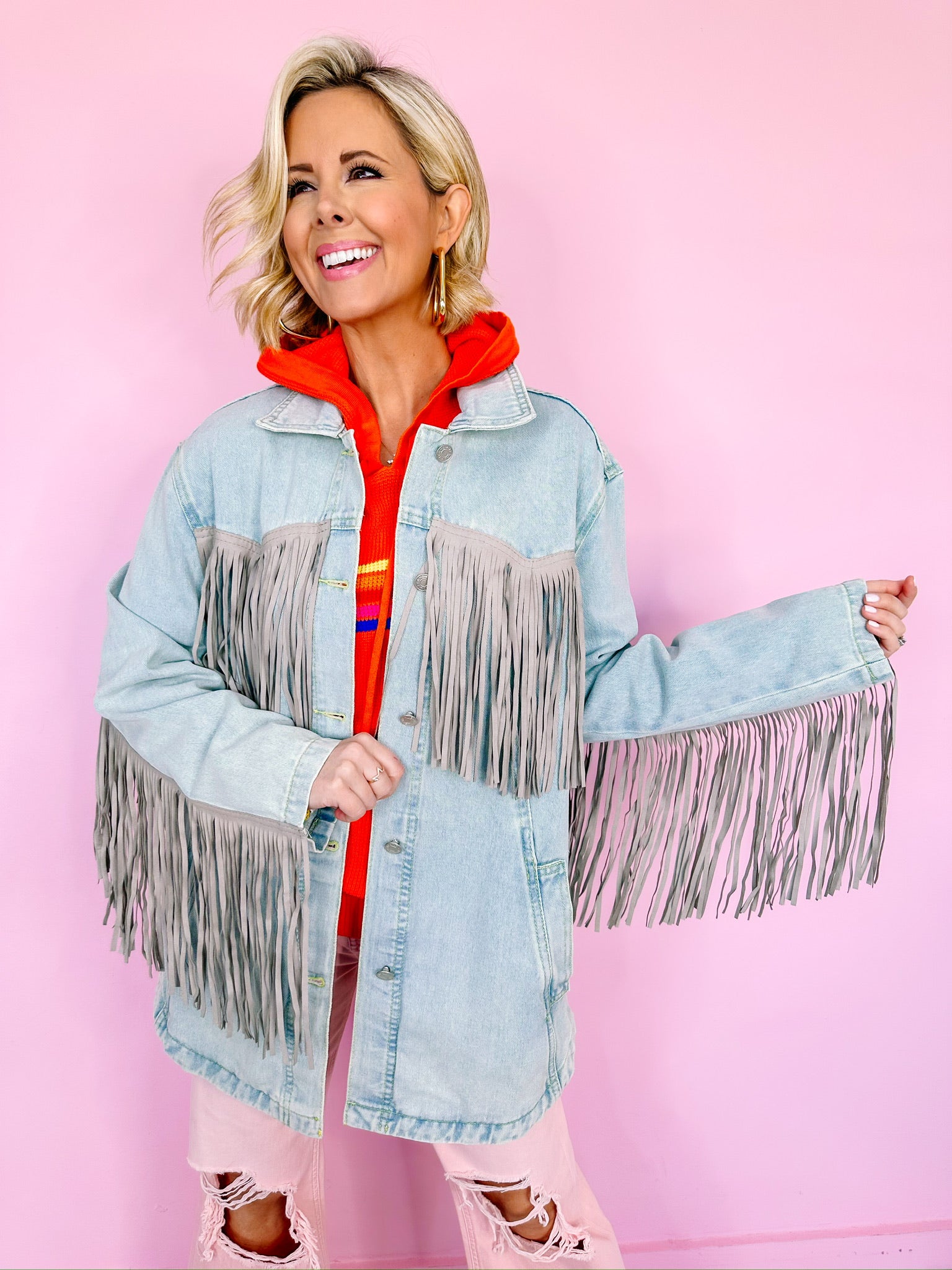 SPUR OF THE MOMENT FRINGE DENIM JACKET