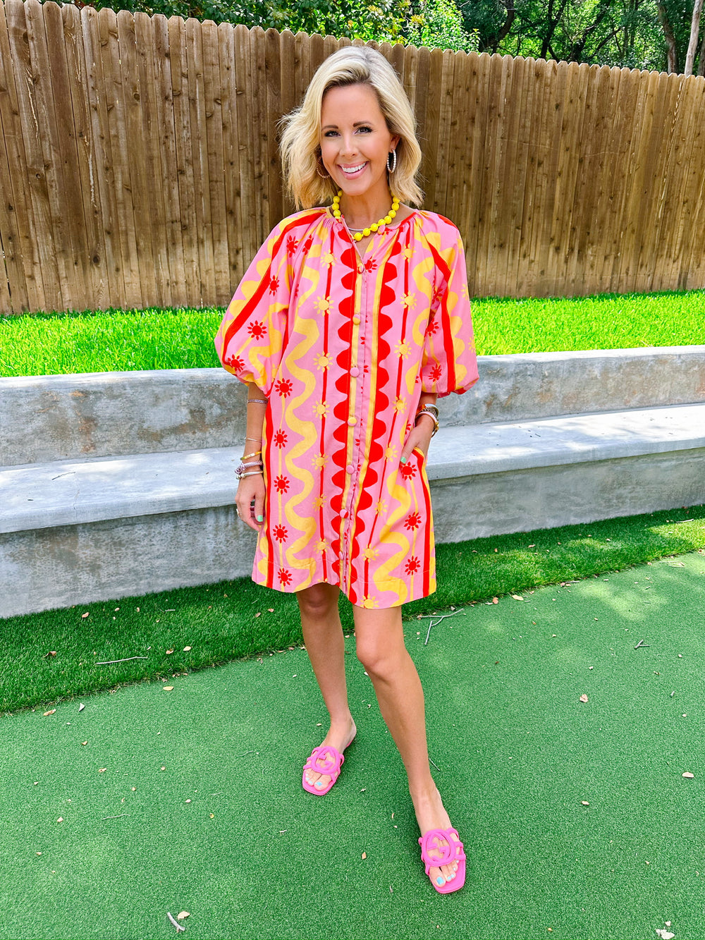 HEAT WAVE BUTTON UP SUN DRESS - PINK