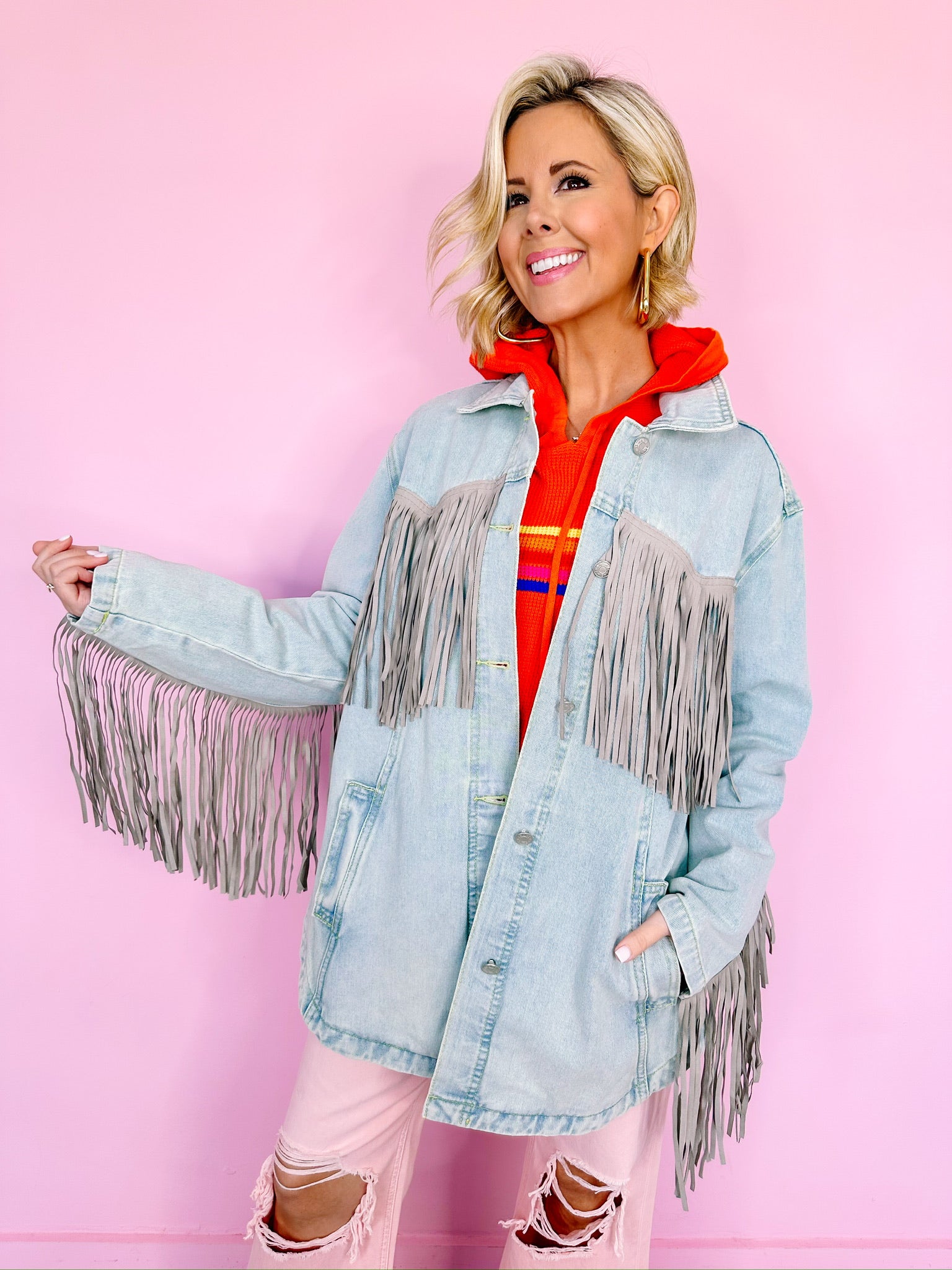 SPUR OF THE MOMENT FRINGE DENIM JACKET