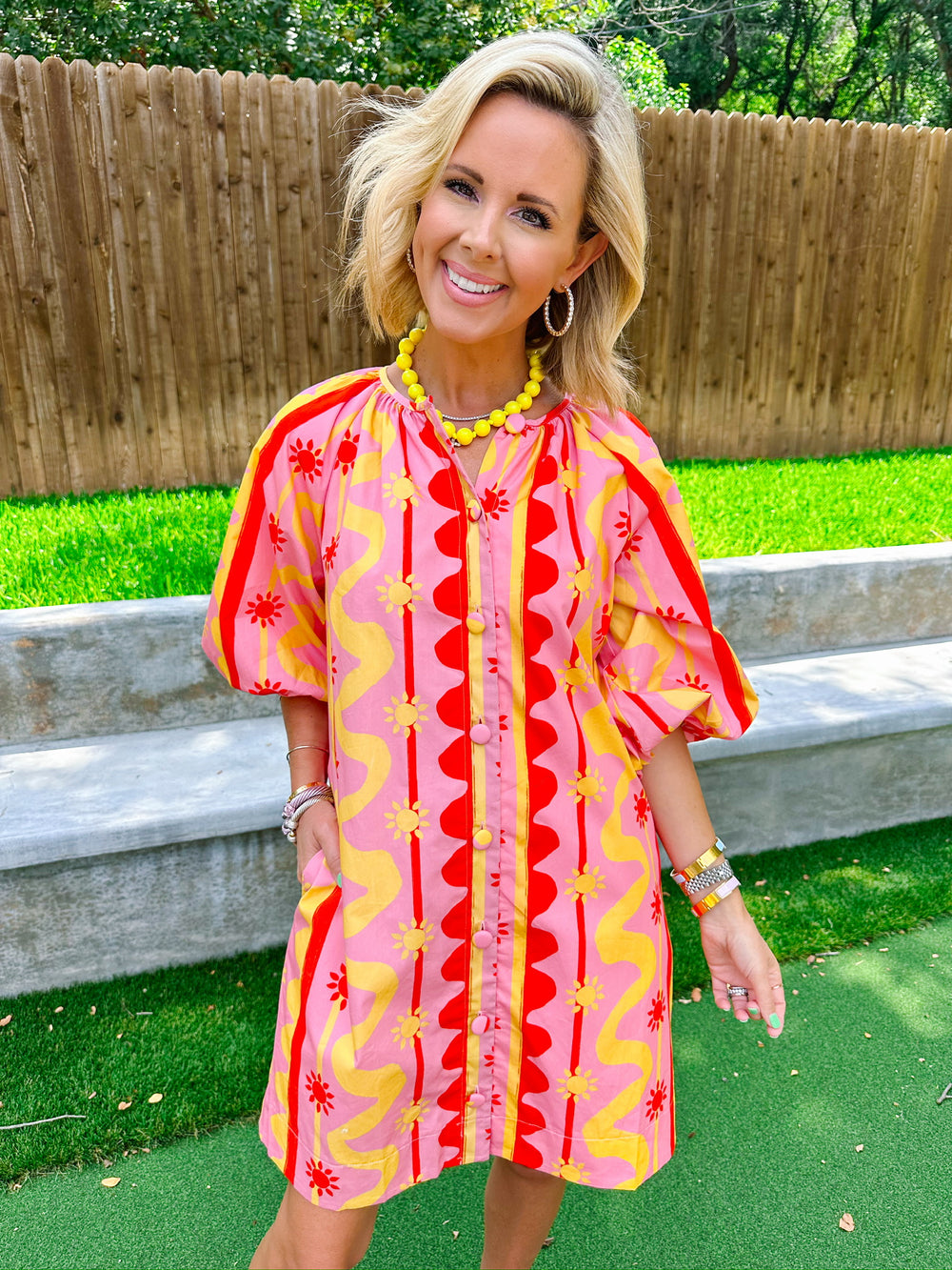 HEAT WAVE BUTTON UP SUN DRESS - PINK