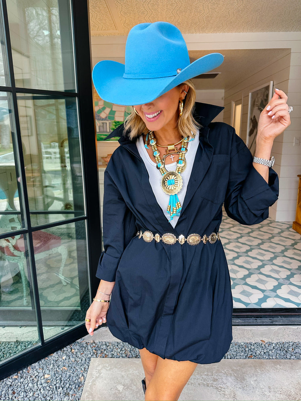 BUBBLE BREEZE SHIRT DRESS - BLACK