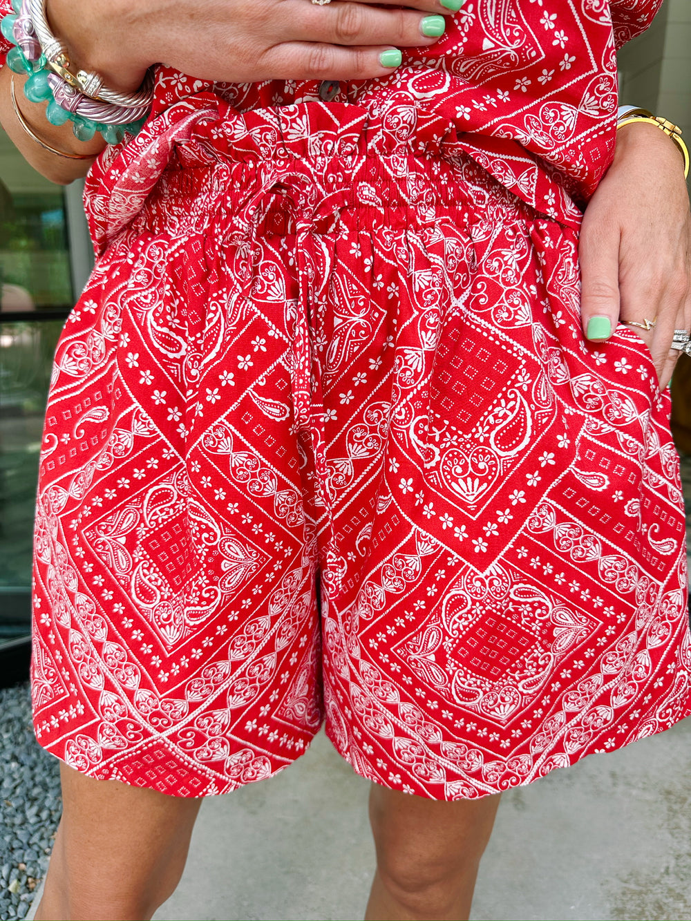 BRENNA BANDANA SHORT SET - RED