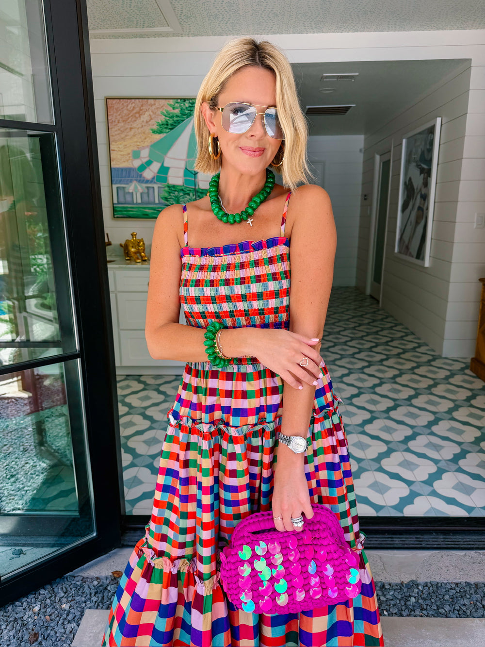 MAKE IT A MOMENT COLORFUL PLAID MIDI DRESS