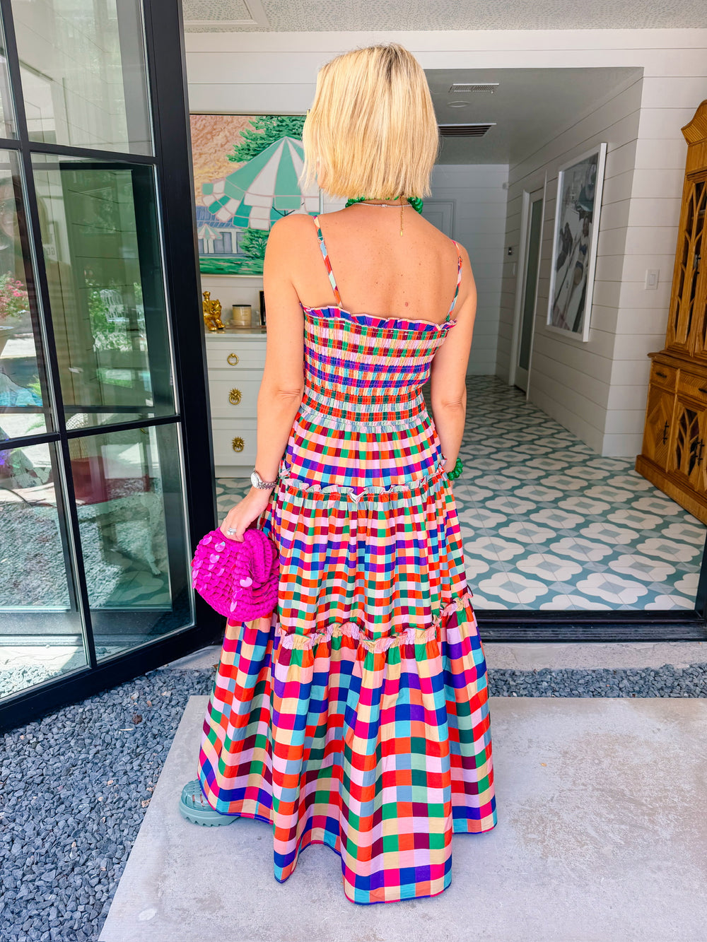 MAKE IT A MOMENT COLORFUL PLAID MIDI DRESS