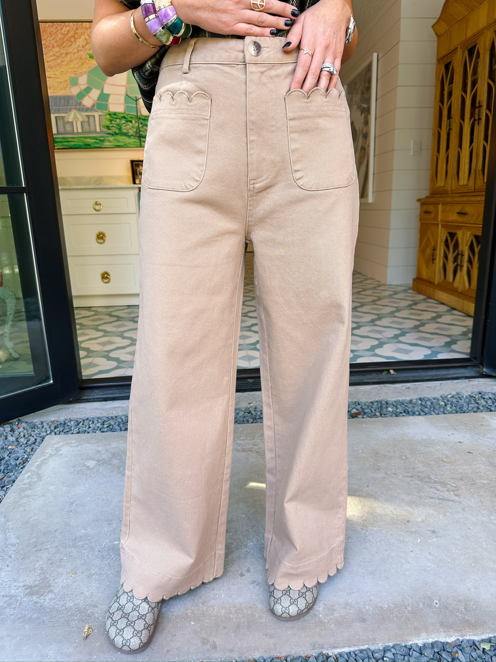 SCALLOP STROLL FRONT POCKET JEAN - CAMEL