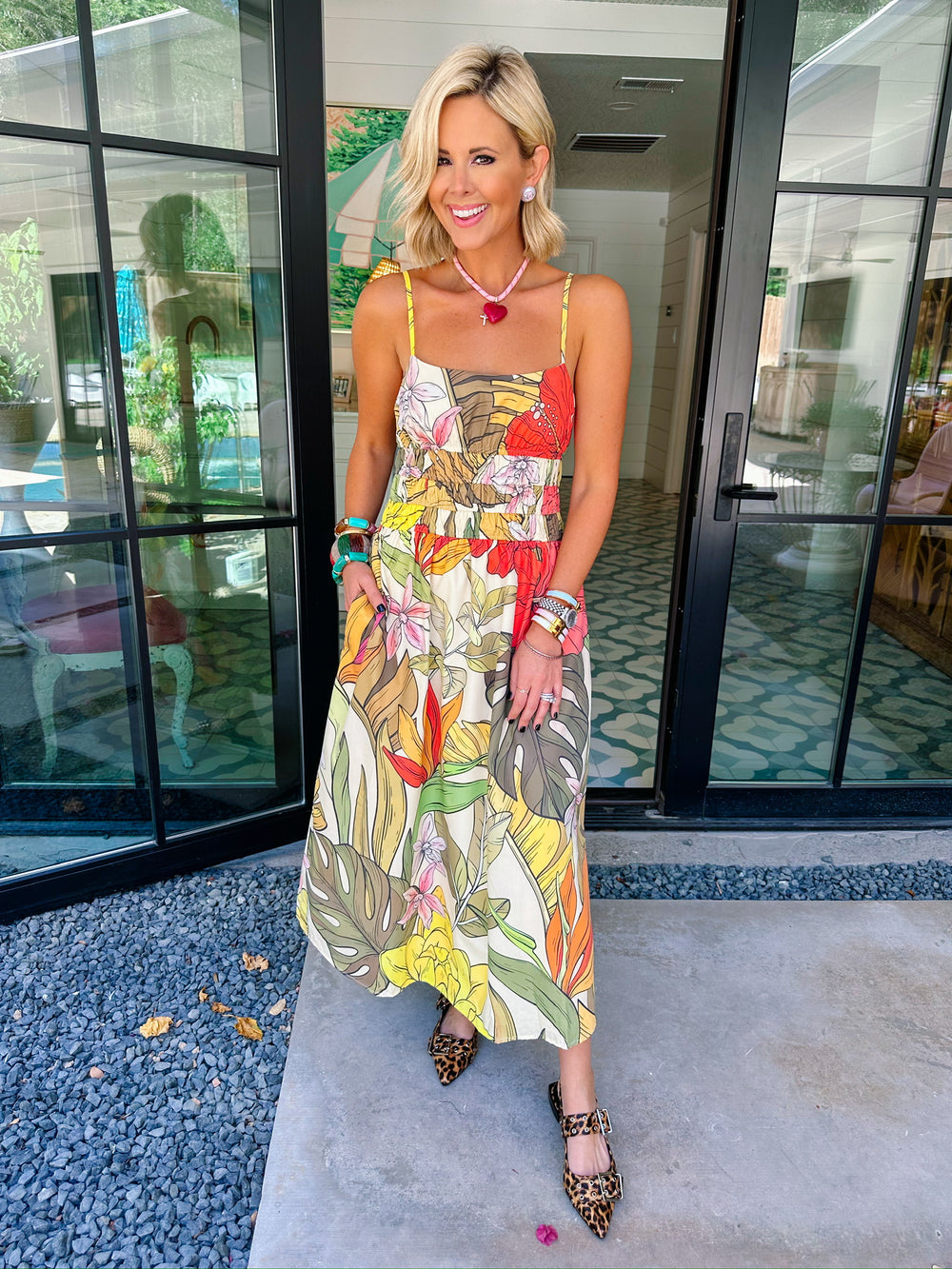 ESCAPE TO PARADISE SMOCKED MAXI DRESS