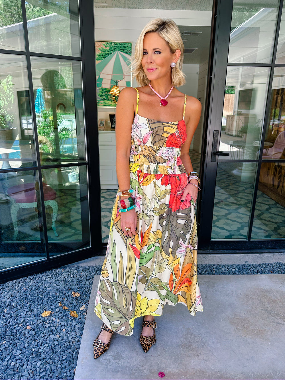 ESCAPE TO PARADISE SMOCKED MAXI DRESS