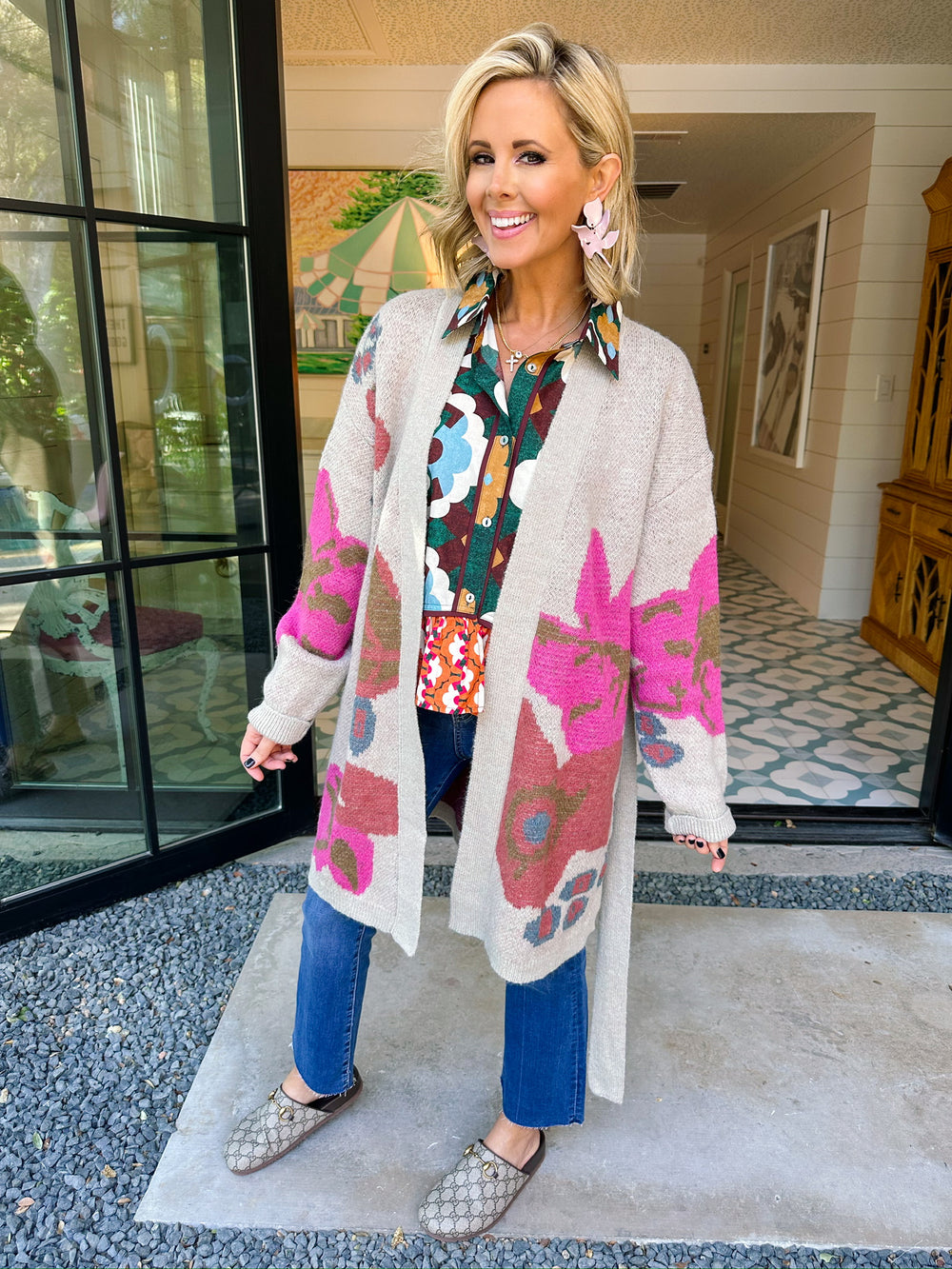 SINCERELY YOURS FLORAL CARDIGAN - TAUPE