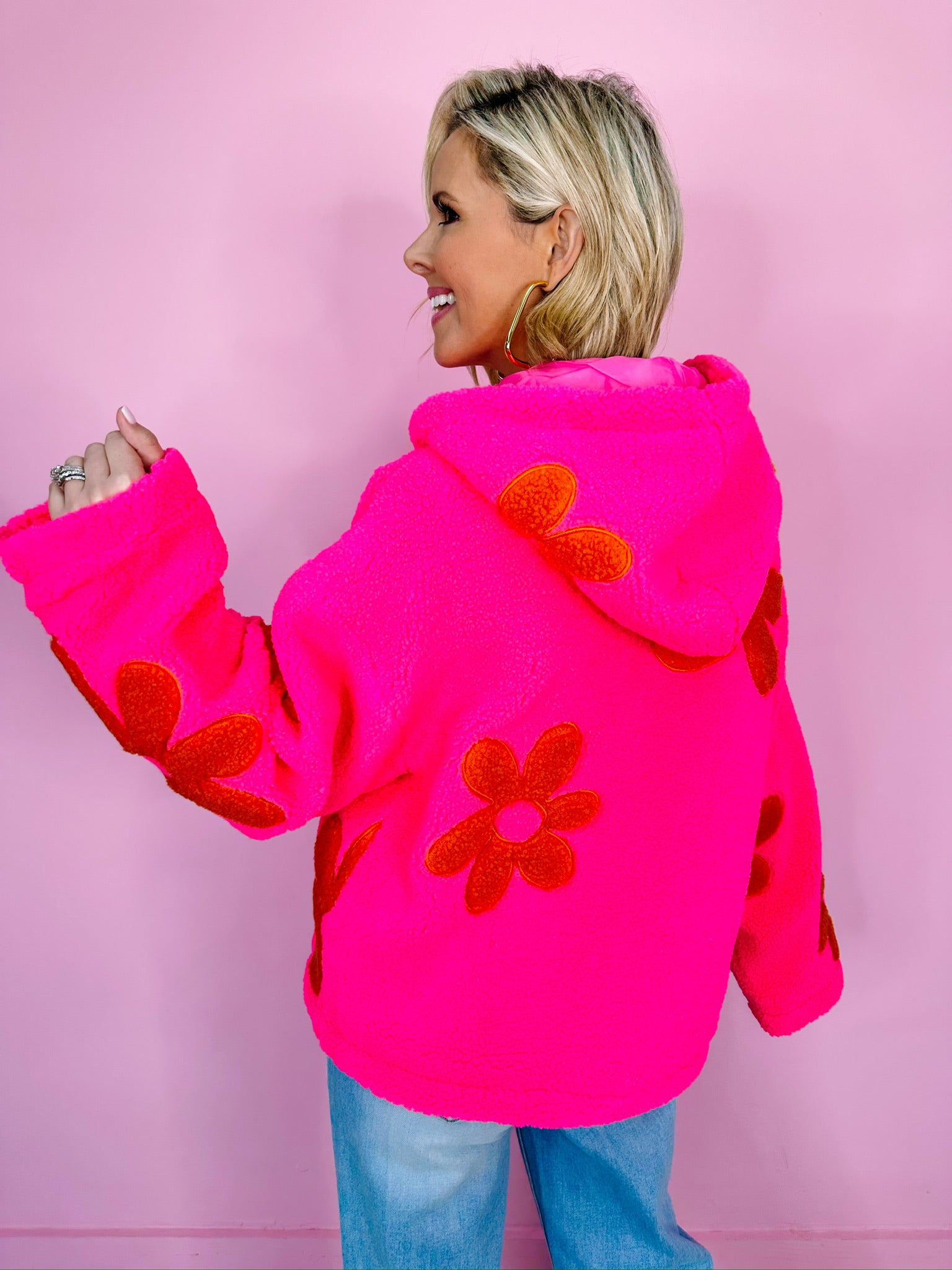 DAISY MAE SHERPA JACKET - PINK