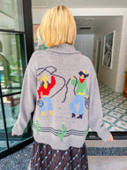 LASSO YOU IN ZIP UP SWEATER CARDIGAN - GREY