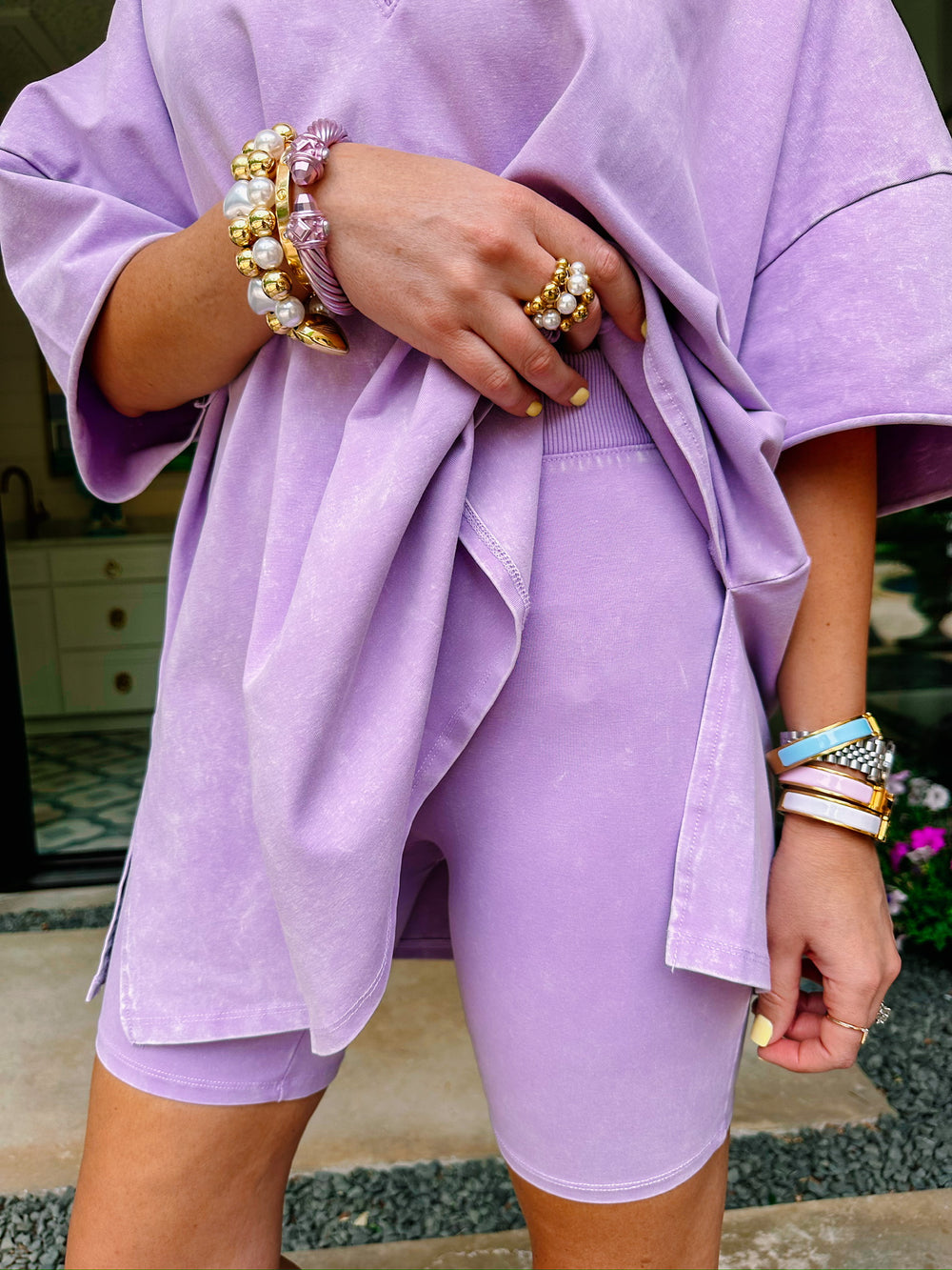 BE YOU BIKER SHORT SET - VIOLET