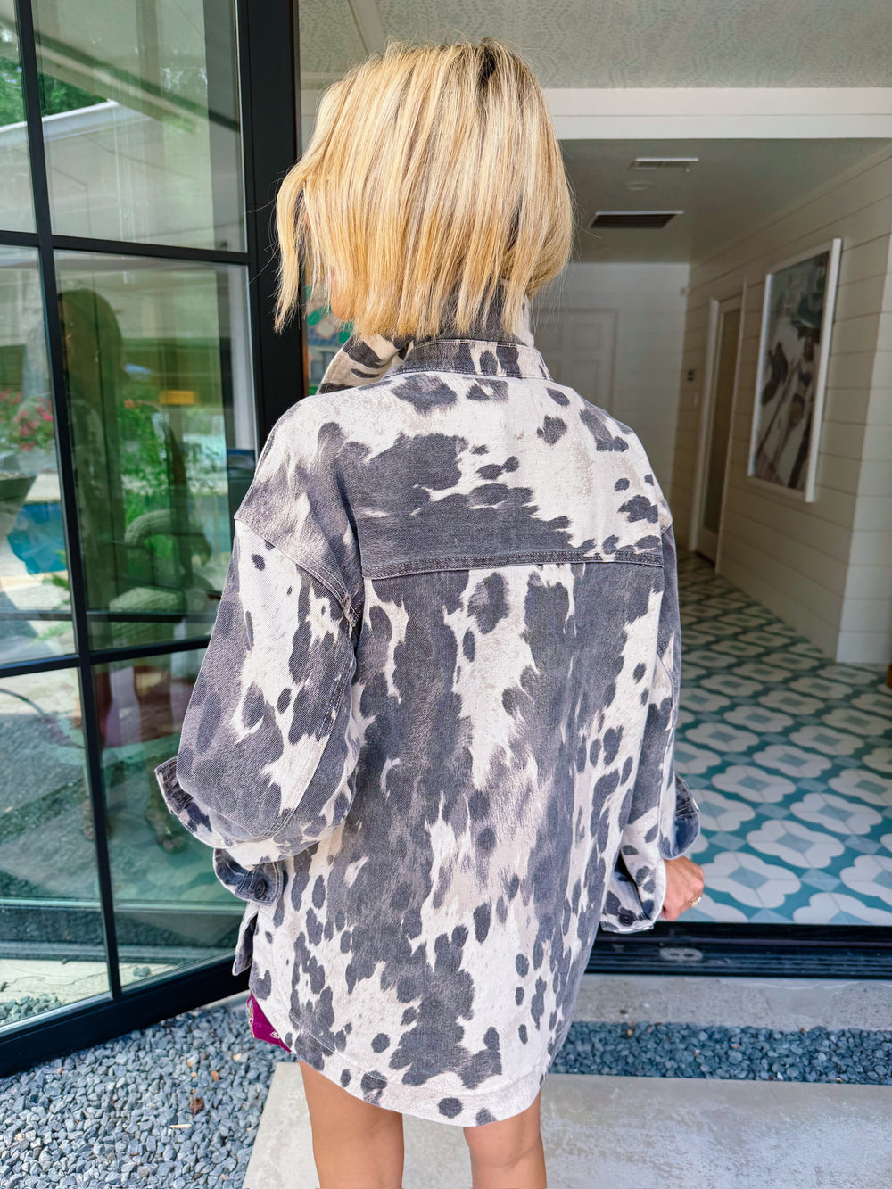 CASSIDY COWHIDE PRINT DENIM JACKET