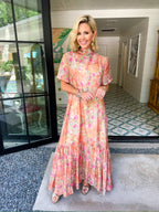 JULIET SHEER FLORAL MAXI DRESS - PINK