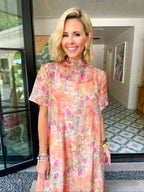 JULIET SHEER FLORAL MAXI DRESS - PINK
