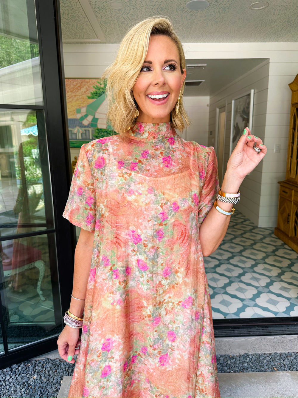 JULIET SHEER FLORAL MAXI DRESS - PINK