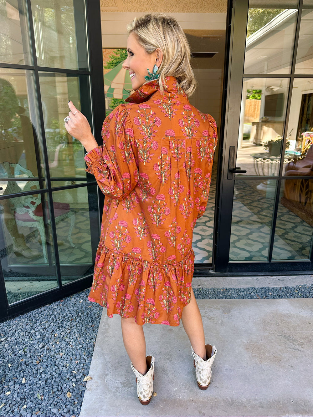 BEST BLOOM POSSIBLE BUTTON UP DRESS - BROWN