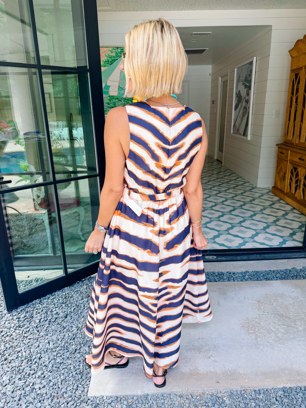 I MEAN BUSINESS TIGER BELT MIDI DRESS