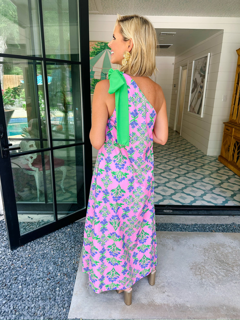 WISTERIA LANE FLORAL ONE SHOULDER MAXI DRESS - PINK