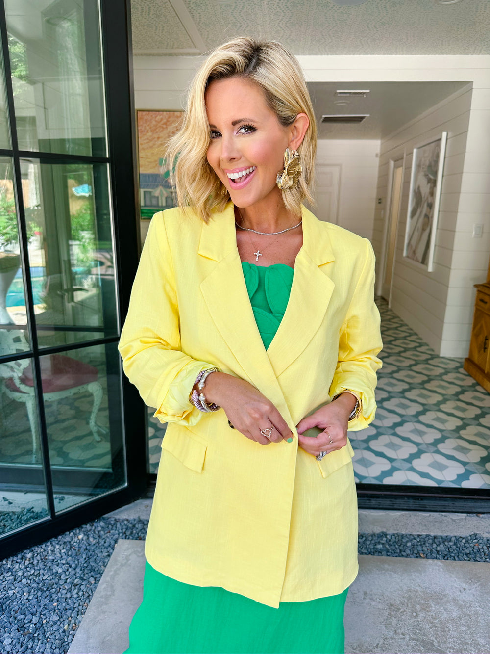 LET'S CIRCLE BACK BLAZER - YELLOW