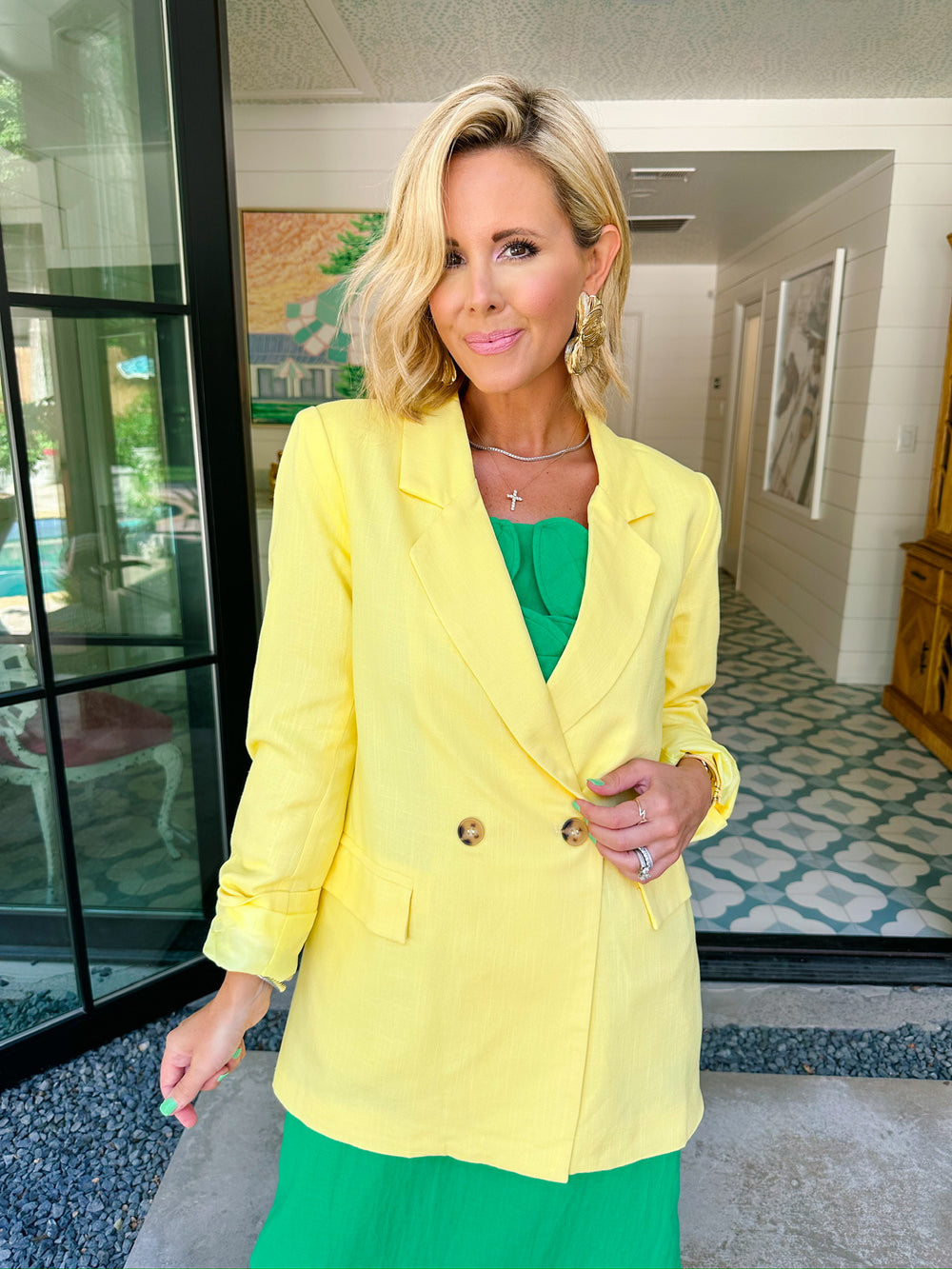 LET'S CIRCLE BACK BLAZER - YELLOW