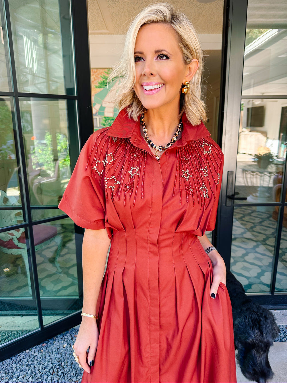 REACH FOR THE STARS MIDI DRESS - TERRACOTTA