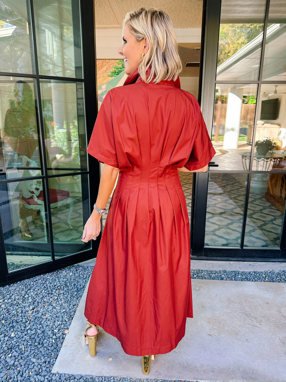 REACH FOR THE STARS MIDI DRESS - TERRACOTTA