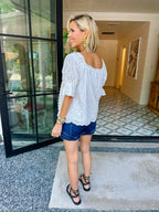 LAYLA HIGH RISE LAYERED HEM DENIM SHORTS - DARK
