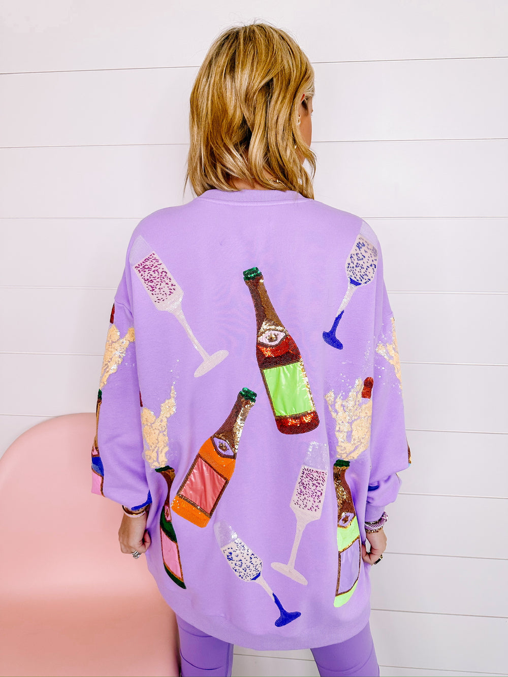 ALL THE CHAMPAGNE SWEATSHIRT TUNIC DRESS - LAVENDER