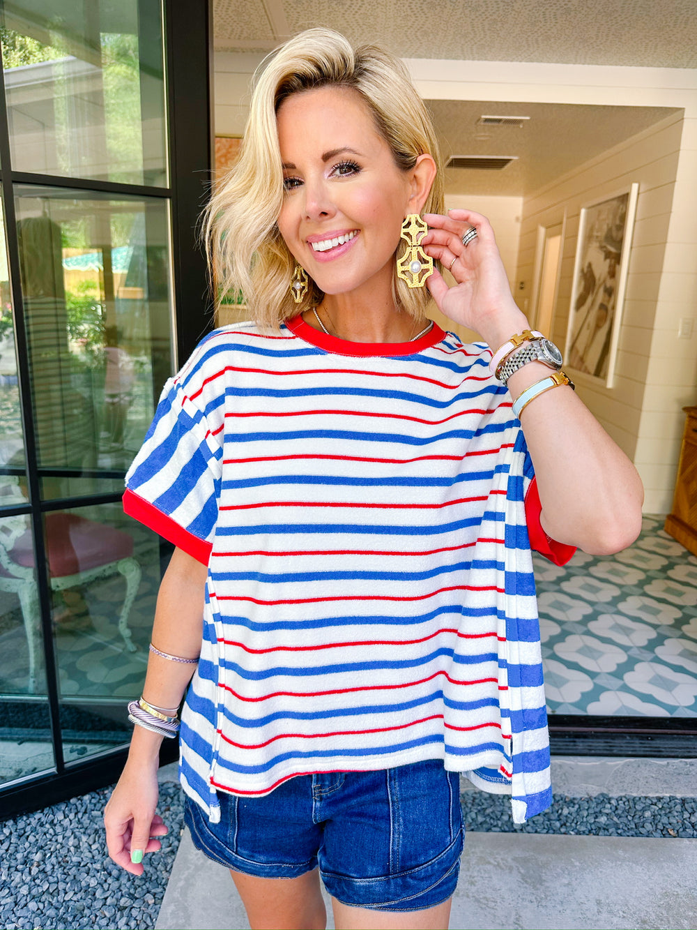 MADE FOR SUMMER STRIPE TOP - RED/BLUE