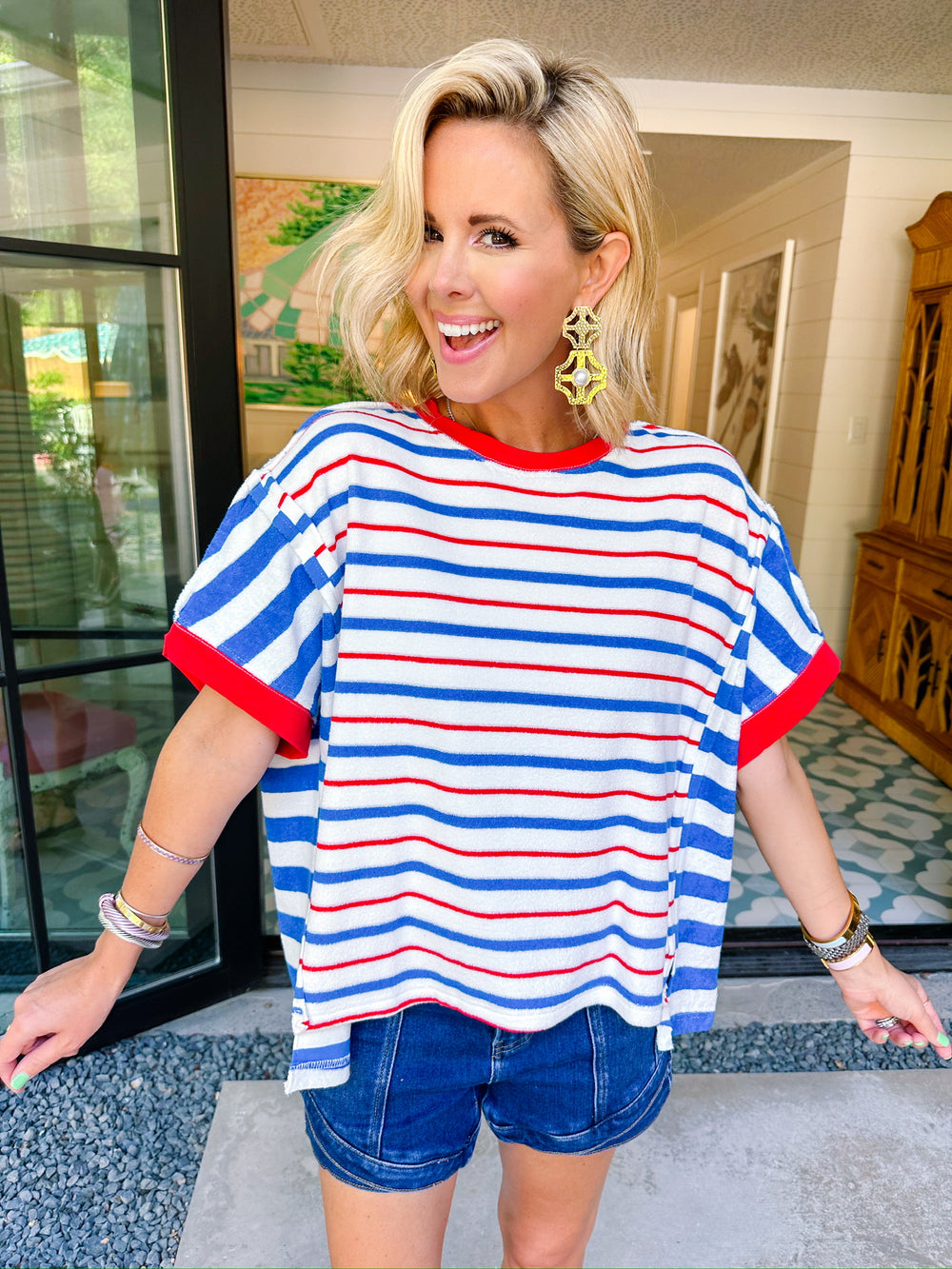 MADE FOR SUMMER STRIPE TOP - RED/BLUE