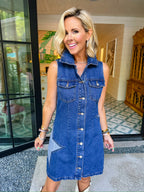 BE THE STAR OF THE SHOW DENIM DRESS