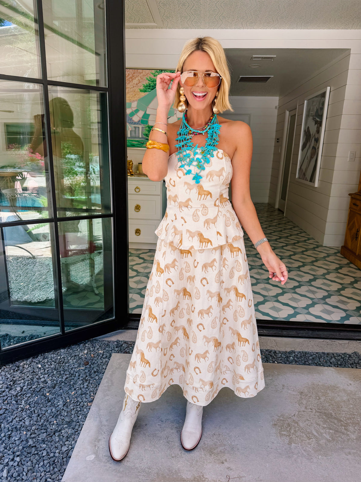 BEST IN THE WEST MIDI SKIRT SET - CREAM
