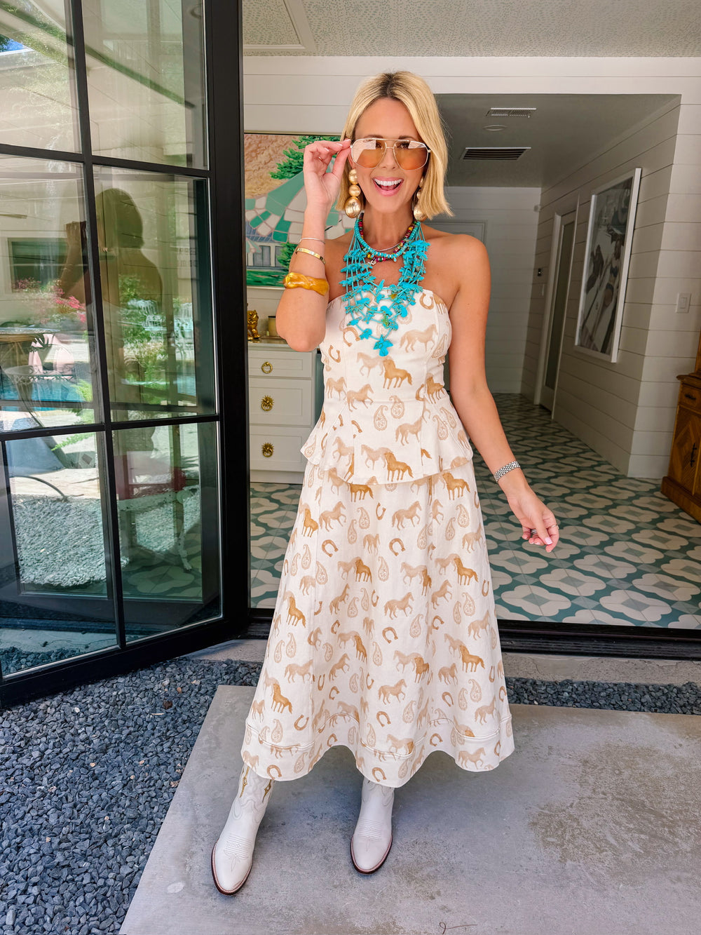 BEST IN THE WEST MIDI SKIRT SET - CREAM
