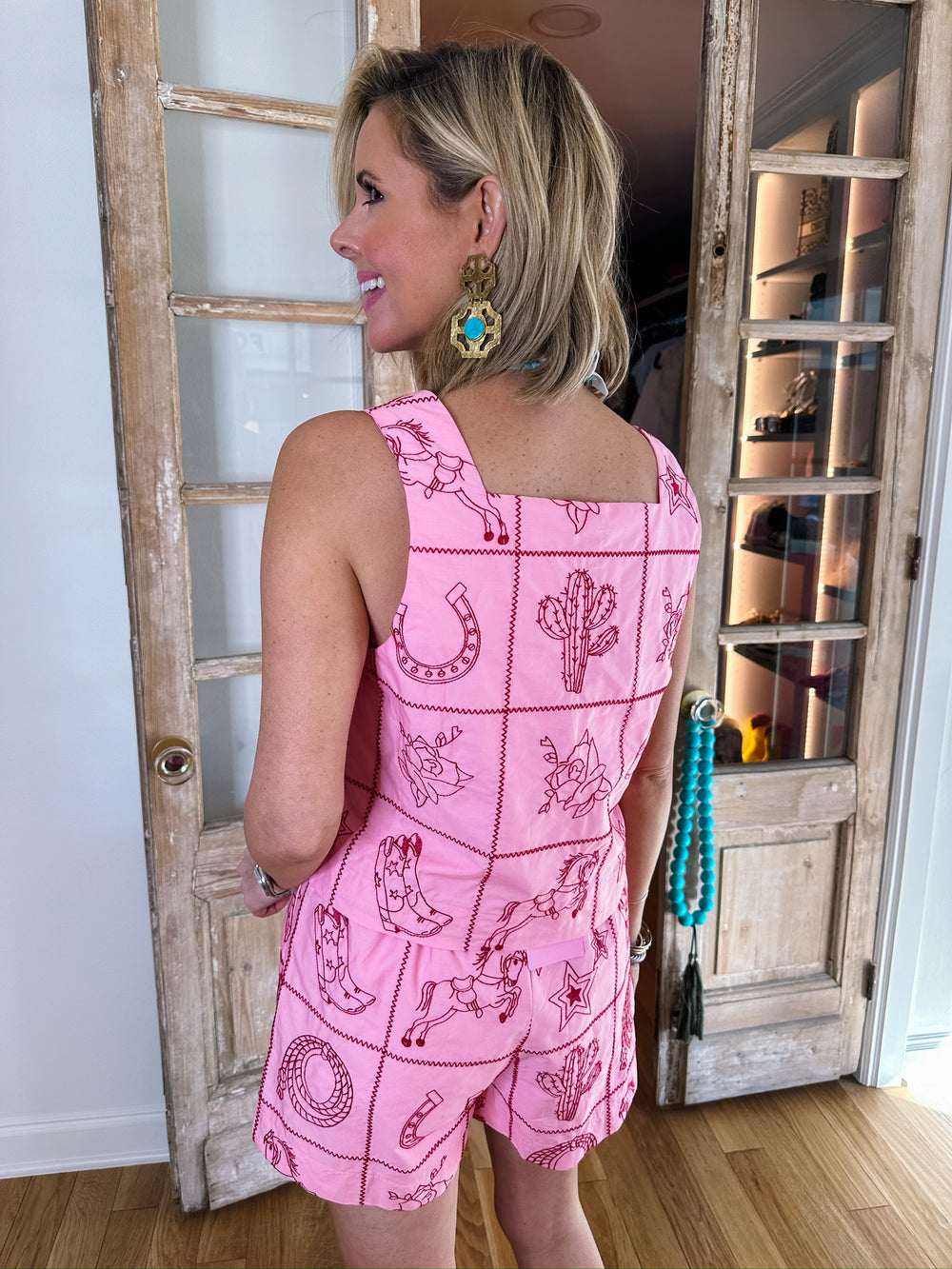 SADDLE UP SWEETHEART SHORT SET - PINK