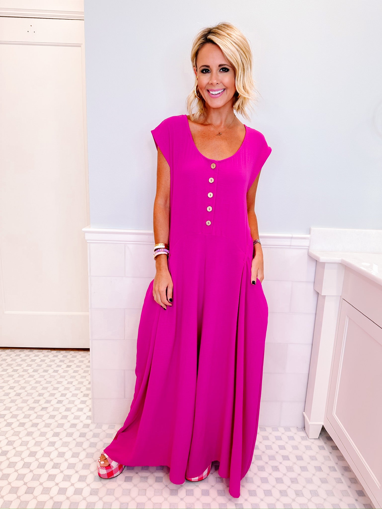 BE FREE WIDE LEG JUMPSUIT - PINK